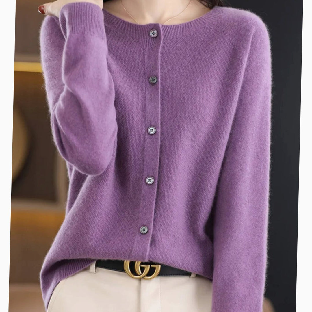 Evelisse | Women's Relaxed Fit V-Neck Button-Up Knit Cardigan