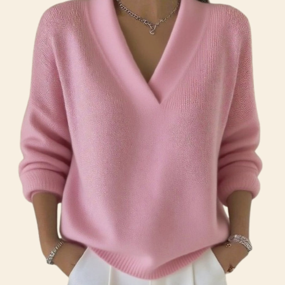 Tilda | Women's Relaxed Fit Deep V-Neck Knitted Jumper