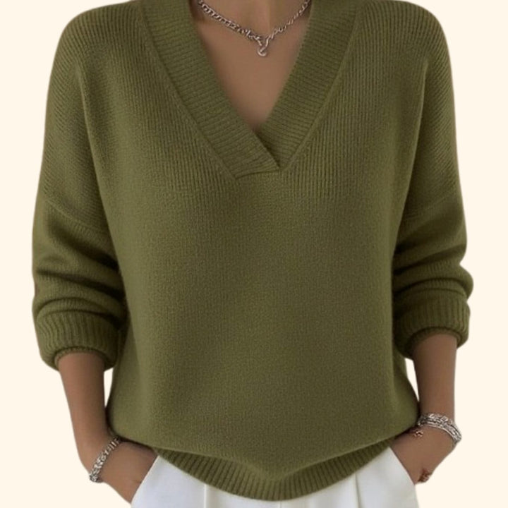 Tilda | Women's Relaxed Fit Deep V-Neck Knitted Jumper