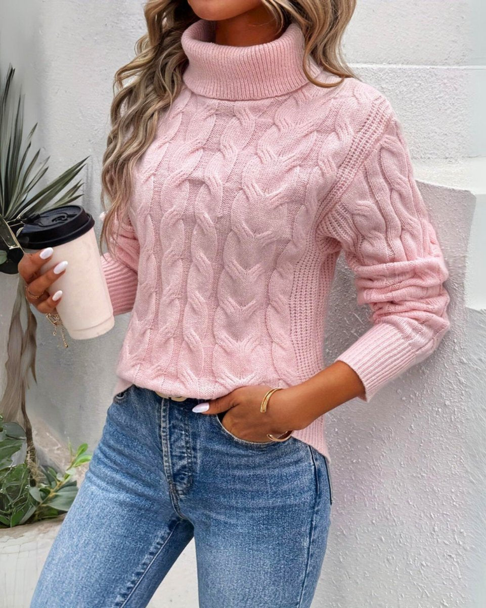 Dulcie | Women's Cable Knit Roll Neck Jumper