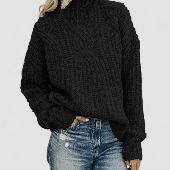 Elowena | Women's Cable Knit High Neck Long Sleeve Jumper