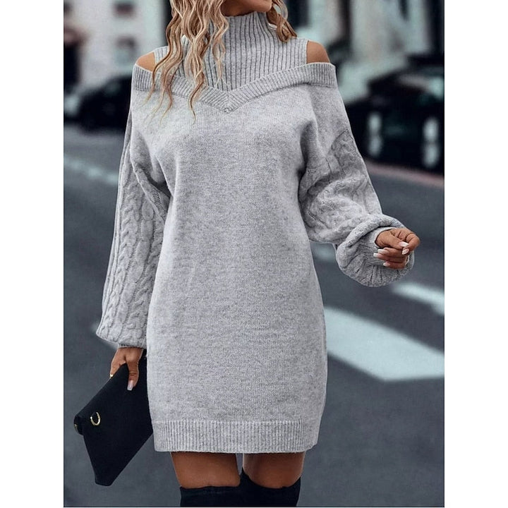 Melody | Women's Cold-Shoulder Roll Neck Jumper Dress