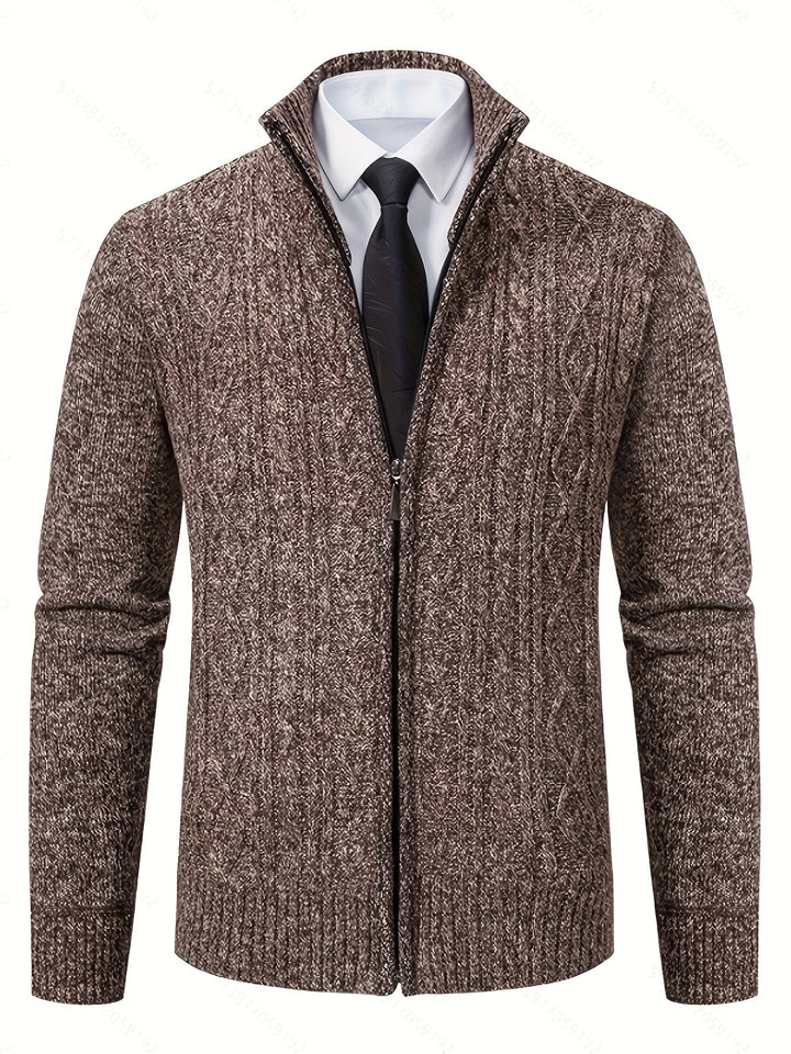 Nolan | Men's Textured Zip-Up Knit Cardigan