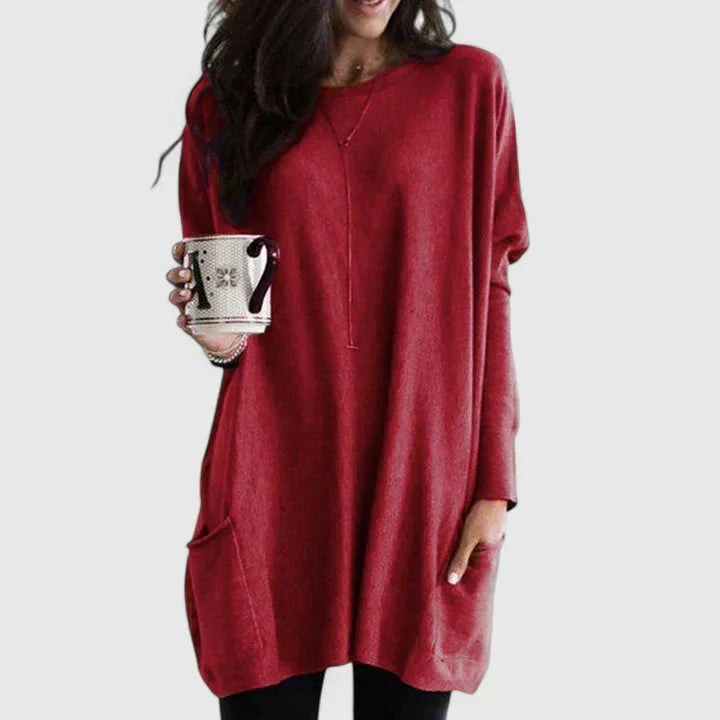 Aster | Women's Relaxed Fit Long Sleeve Tunic Top with Pockets