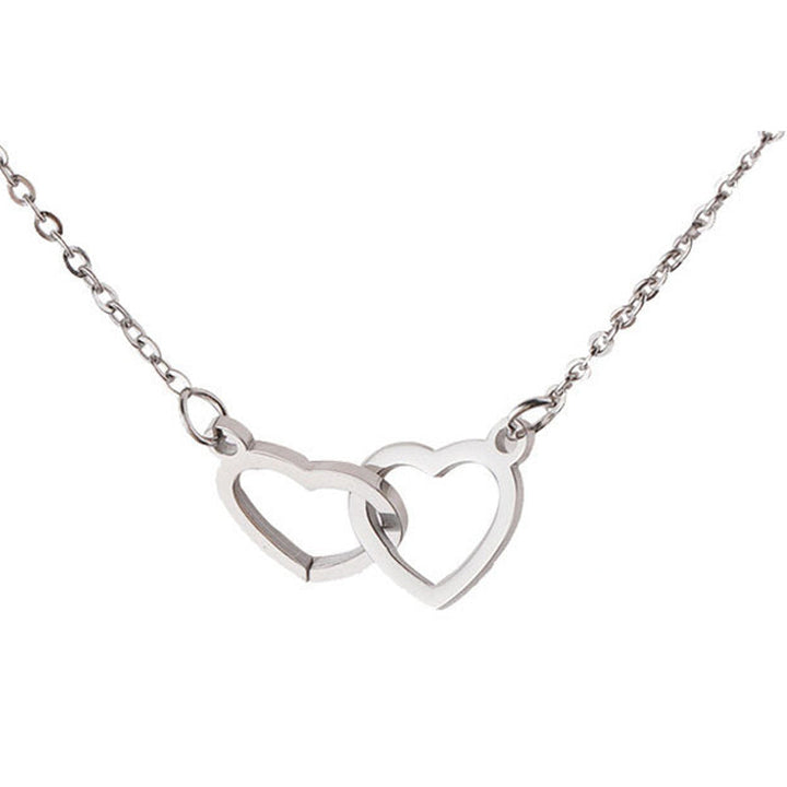 Amabel | Women's Interlocking Double Heart Pendant Necklace