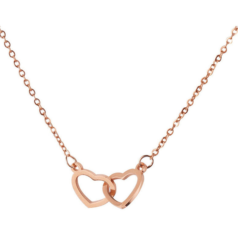 Amabel | Women's Interlocking Double Heart Pendant Necklace