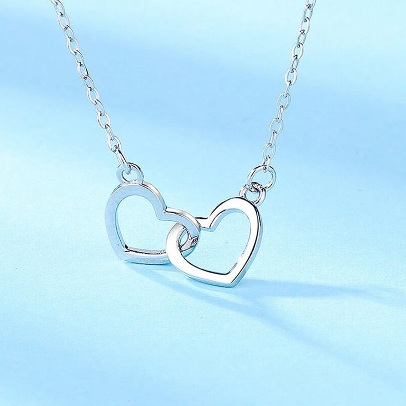 Amabel | Women's Interlocking Double Heart Pendant Necklace