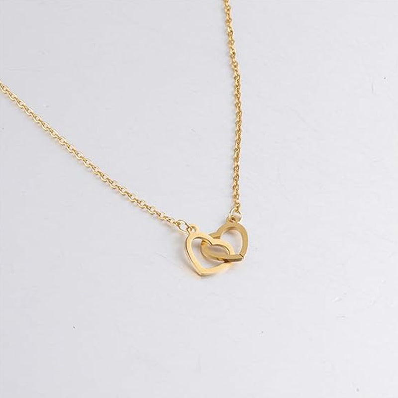 Amabel | Women's Interlocking Double Heart Pendant Necklace