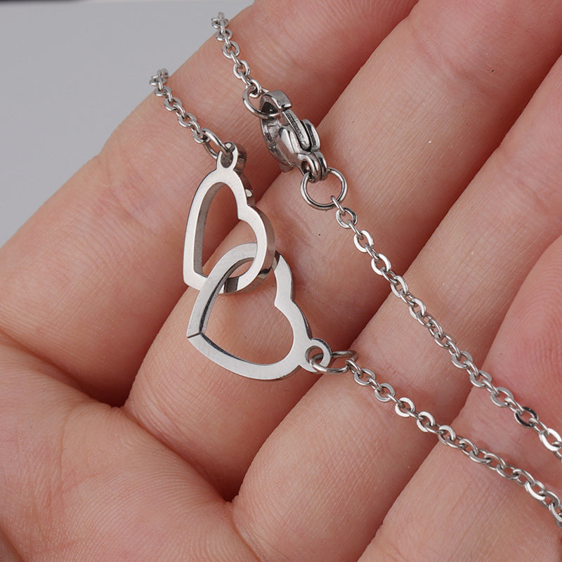 Amabel | Women's Interlocking Double Heart Pendant Necklace