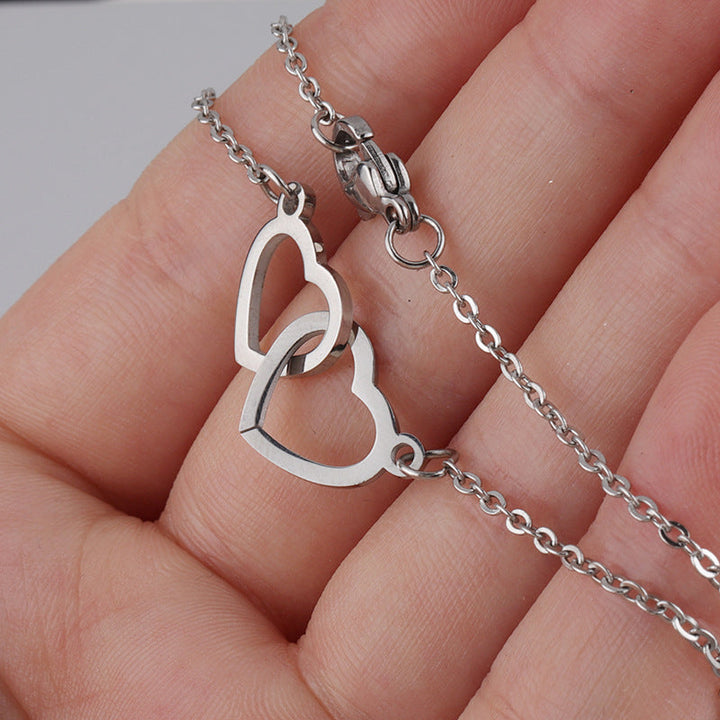 Amabel | Women's Interlocking Double Heart Pendant Necklace