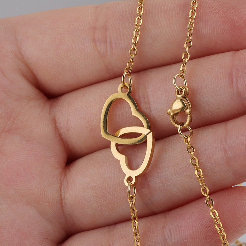 Amabel | Women's Interlocking Double Heart Pendant Necklace