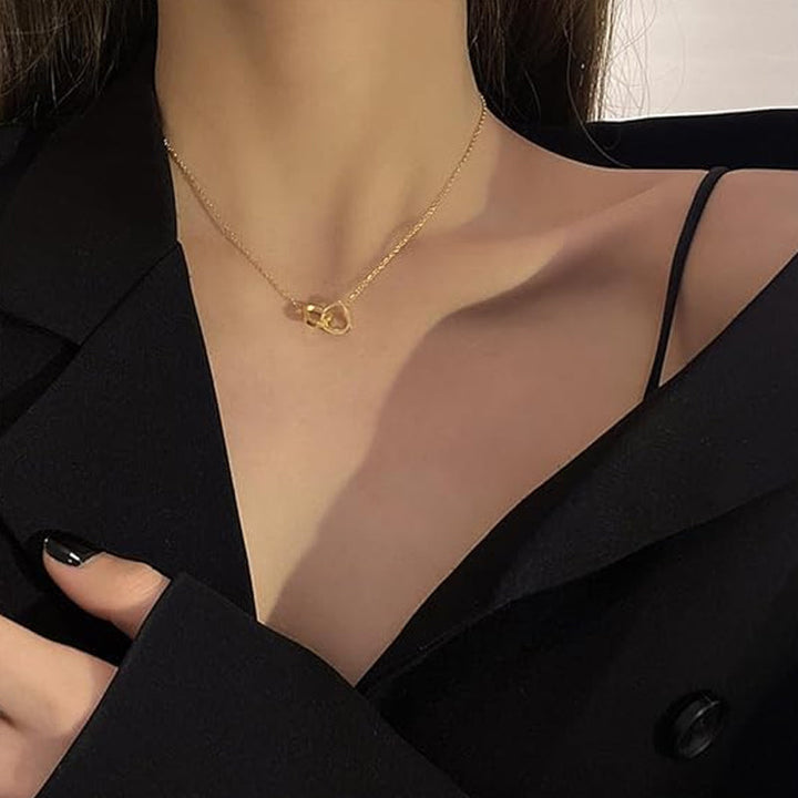 Amabel | Women's Interlocking Double Heart Pendant Necklace
