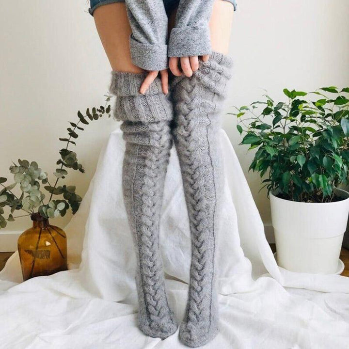 Maribel | Women's Hand-Knitted Long Knee-High Winter Socks