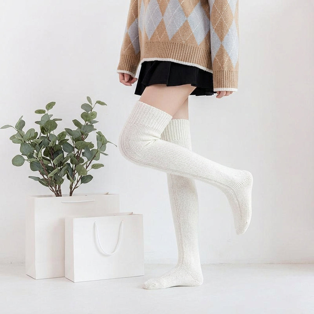 Maribel | Women's Hand-Knitted Long Knee-High Winter Socks