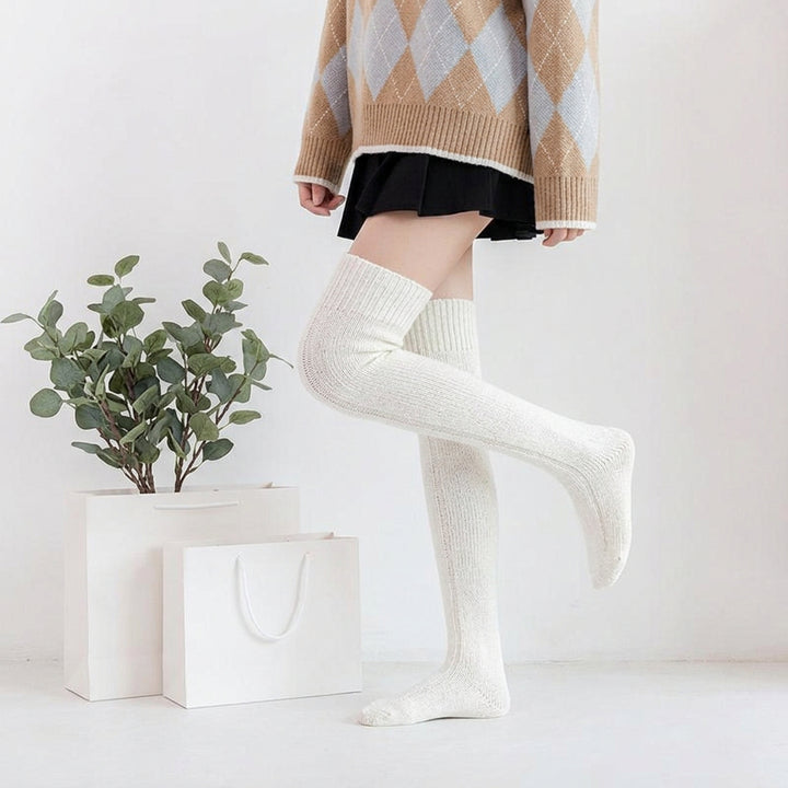 Maribel | Women's Hand-Knitted Long Knee-High Winter Socks