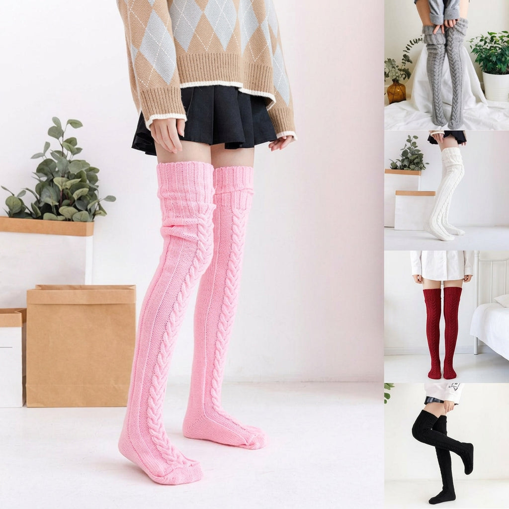 Maribel | Women's Hand-Knitted Long Knee-High Winter Socks
