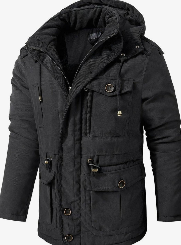 Aksel | Men's Padded Hooded Winter Jacket with Cargo Pockets