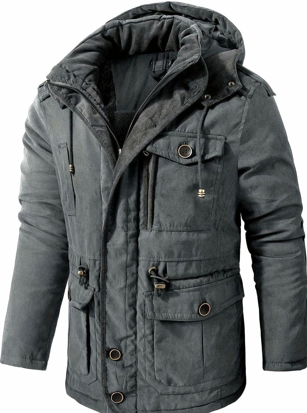 Aksel | Men's Padded Hooded Winter Jacket with Cargo Pockets
