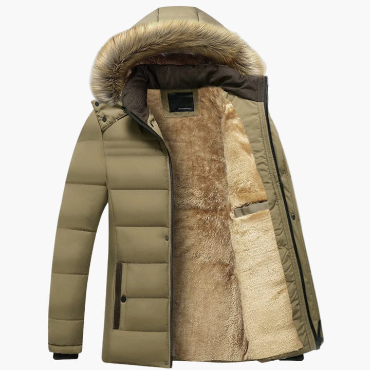 Lucien | Men's Fleece-Lined Quilted Winter Jacket with Faux Fur Hood