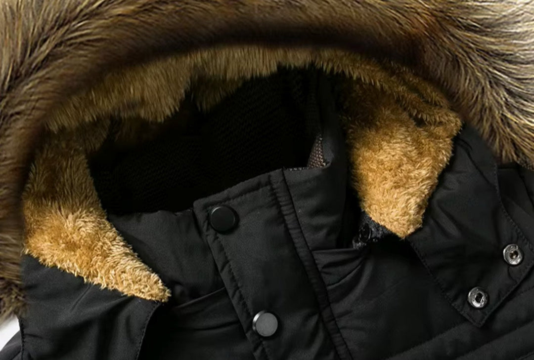 Lucien | Men's Fleece-Lined Quilted Winter Jacket with Faux Fur Hood