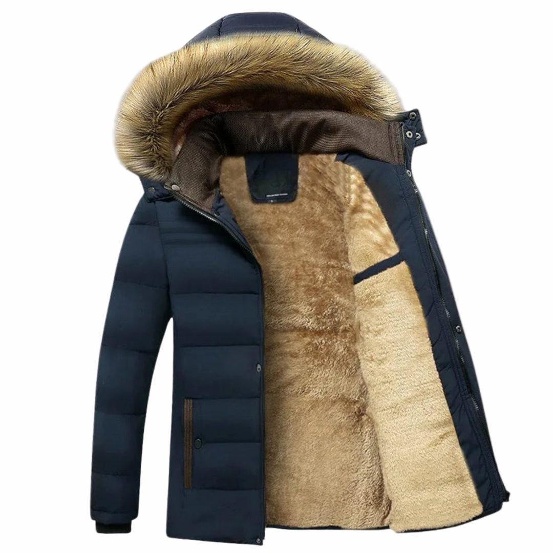 Lucien | Men's Fleece-Lined Quilted Winter Jacket with Faux Fur Hood
