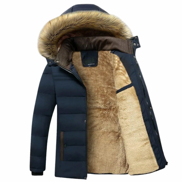 Lucien | Men's Fleece-Lined Quilted Winter Jacket with Faux Fur Hood