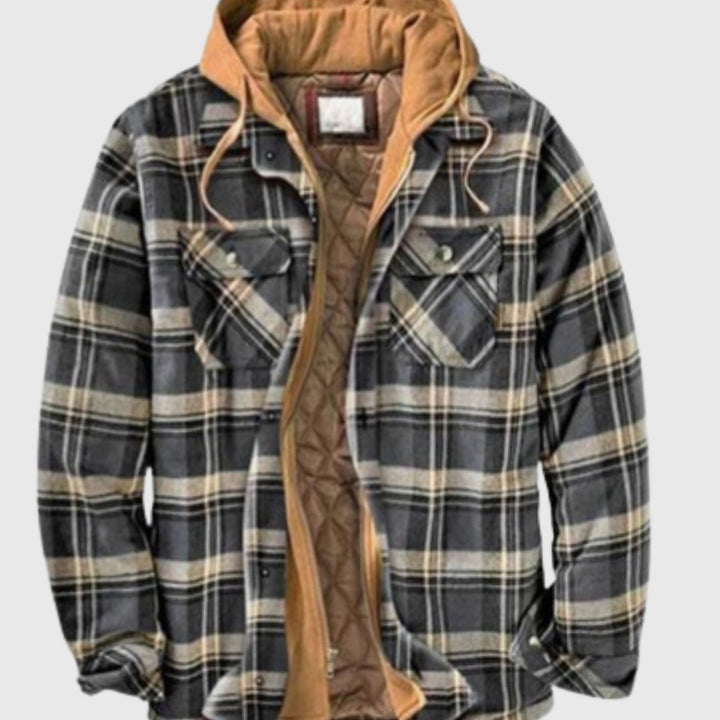 Dudley | Men's Quilted Plaid Hooded Shirt Jacket