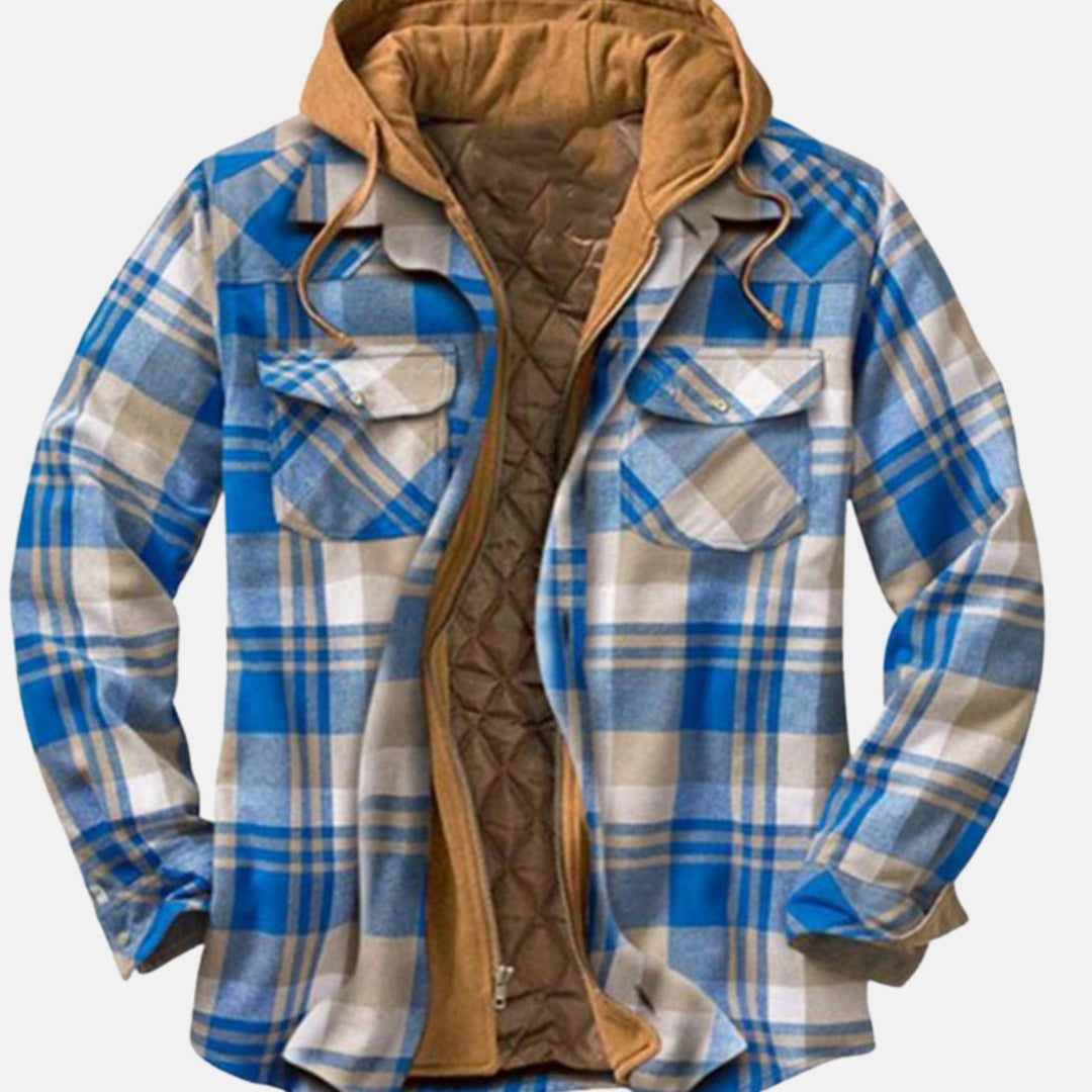 Dudley | Men's Quilted Plaid Hooded Shirt Jacket