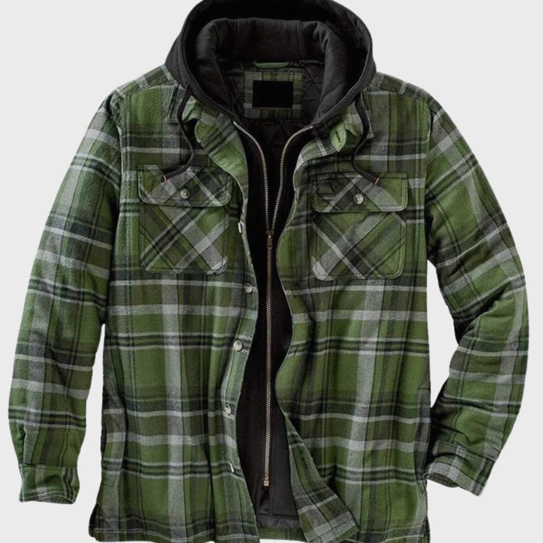 Dudley | Men's Quilted Plaid Hooded Shirt Jacket