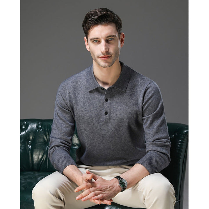 Griffin | Men's Cashmere Long Sleeve Polo Jumper