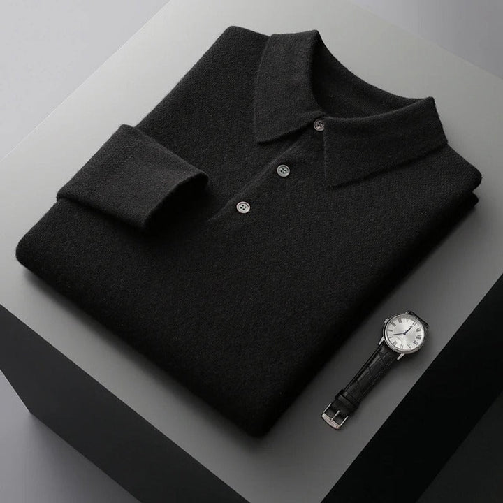 Griffin | Men's Cashmere Long Sleeve Polo Jumper