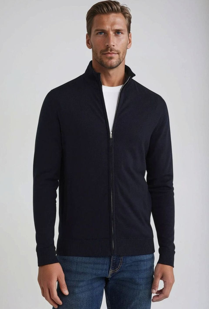 Byron | Men's Slim Fit Zip-Up Knit Cardigan
