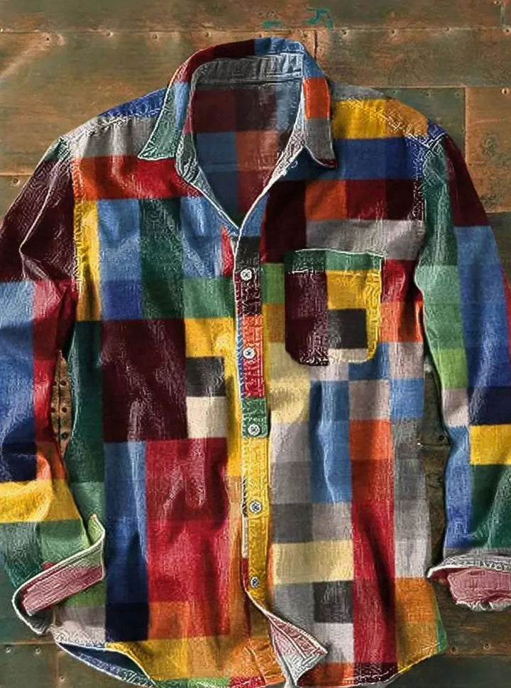 Graeme | Men's Patchwork Plaid Long Sleeve Shirt