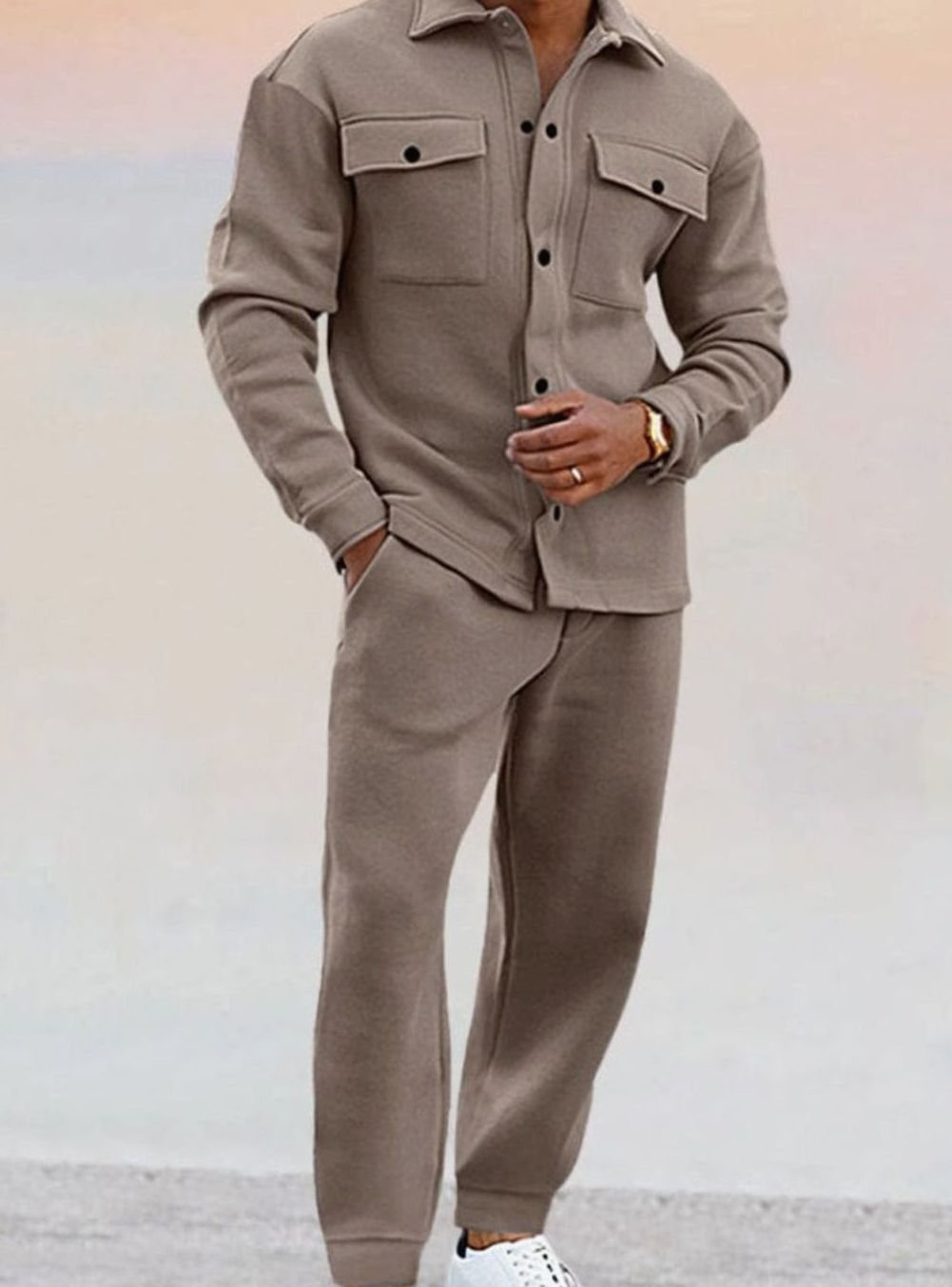 Caius | Men's Two-Piece Button-Up Shirt and Joggers Set