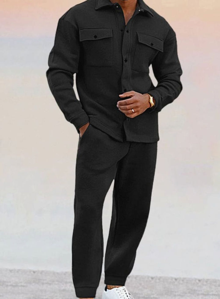 Caius | Men's Two-Piece Button-Up Shirt and Joggers Set