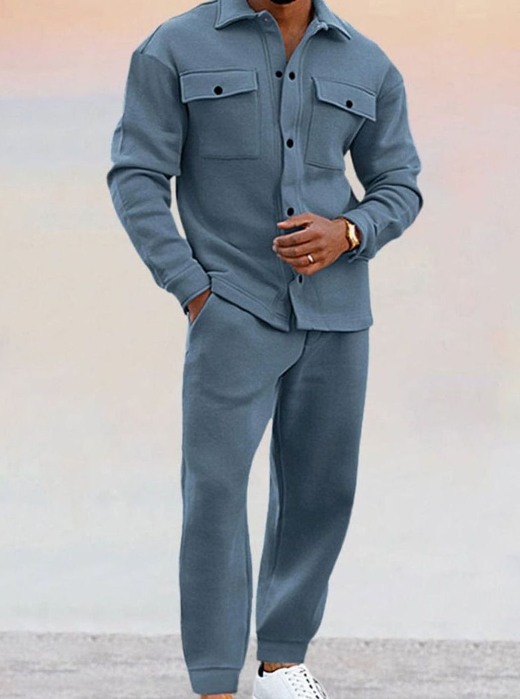 Caius | Men's Two-Piece Button-Up Shirt and Joggers Set