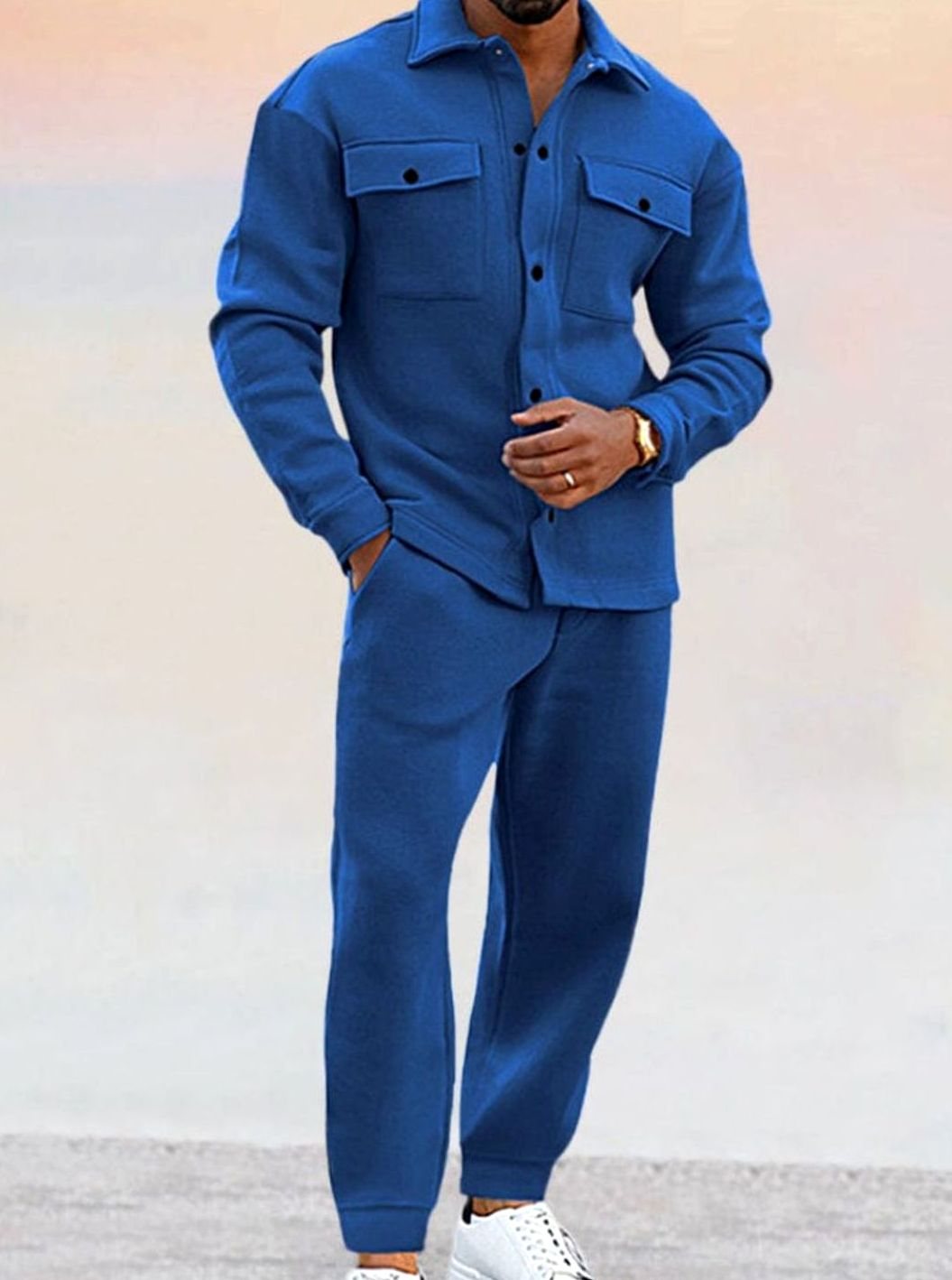 Caius | Men's Two-Piece Button-Up Shirt and Joggers Set