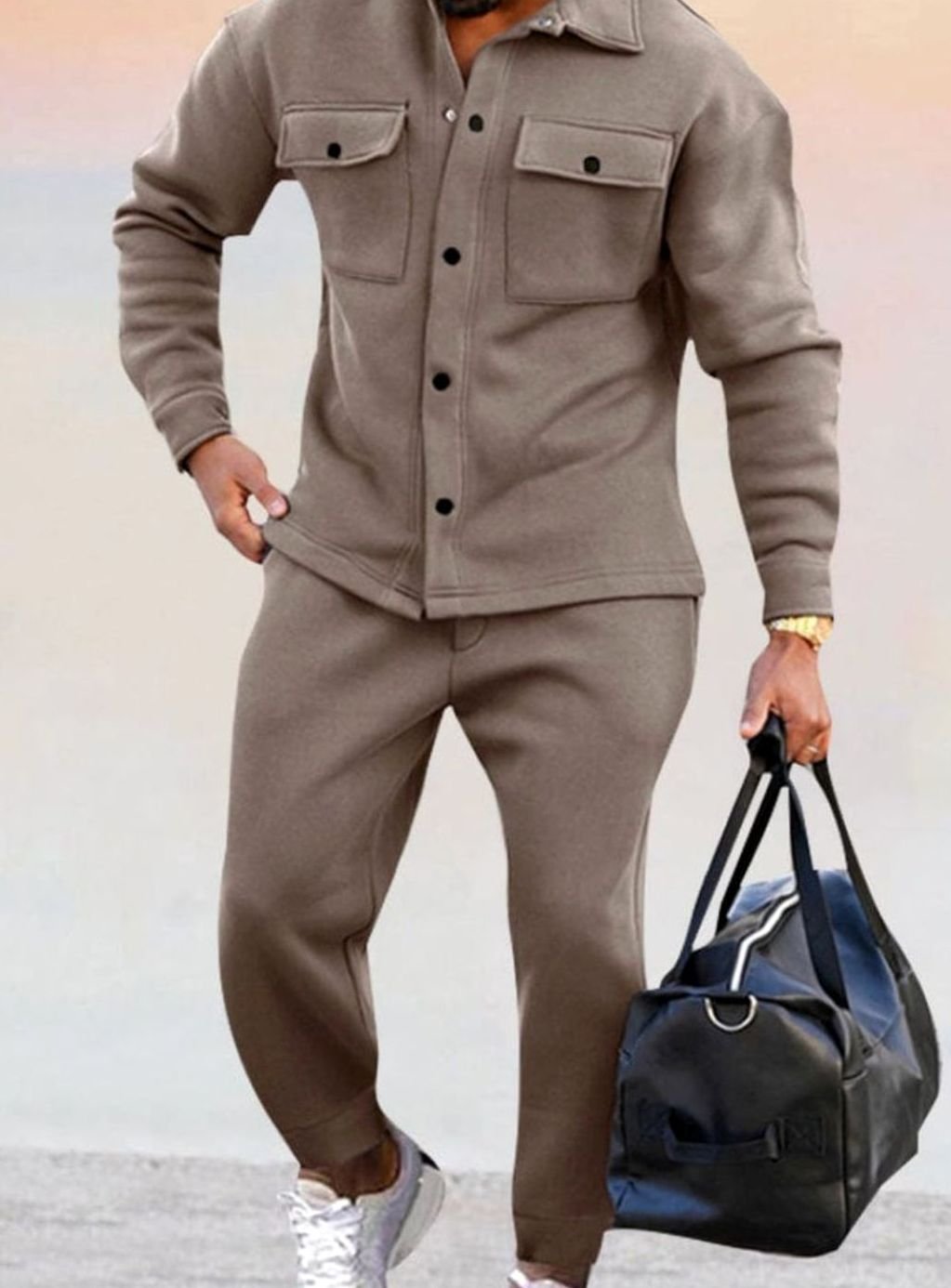 Caius | Men's Two-Piece Button-Up Shirt and Joggers Set