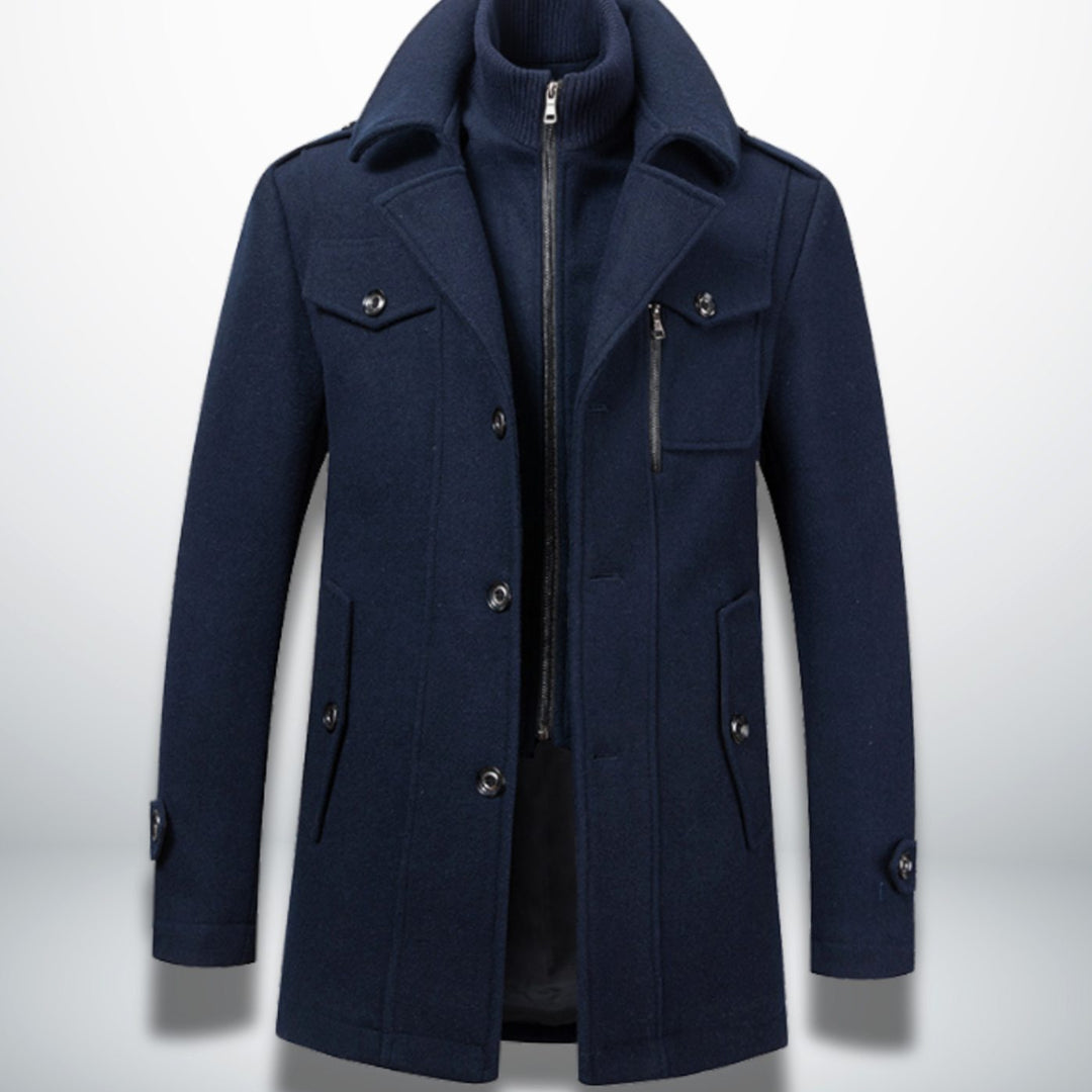 Arden | Men's Smart-Casual Wool Coat with Detachable Knit Collar