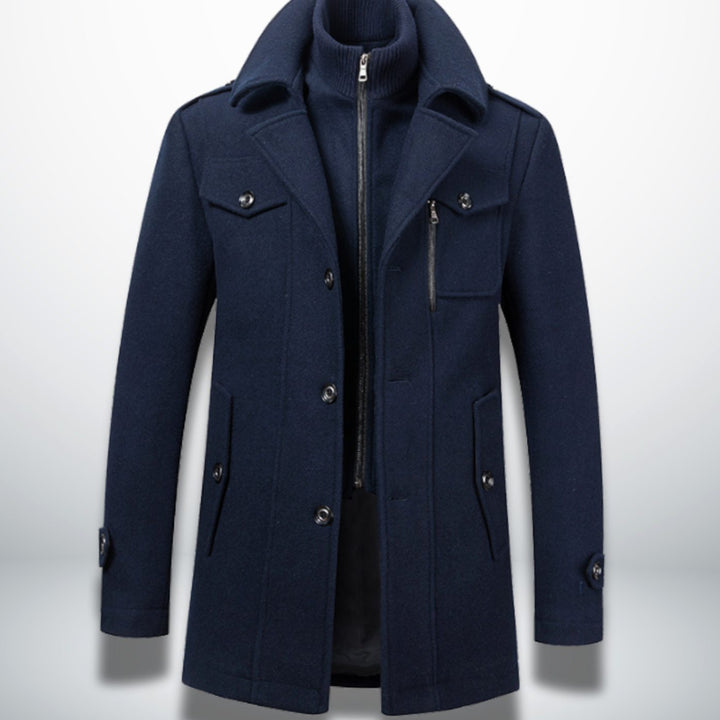 Arden | Men's Smart-Casual Wool Coat with Detachable Knit Collar