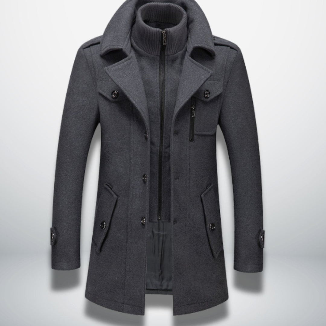 Arden | Men's Smart-Casual Wool Coat with Detachable Knit Collar
