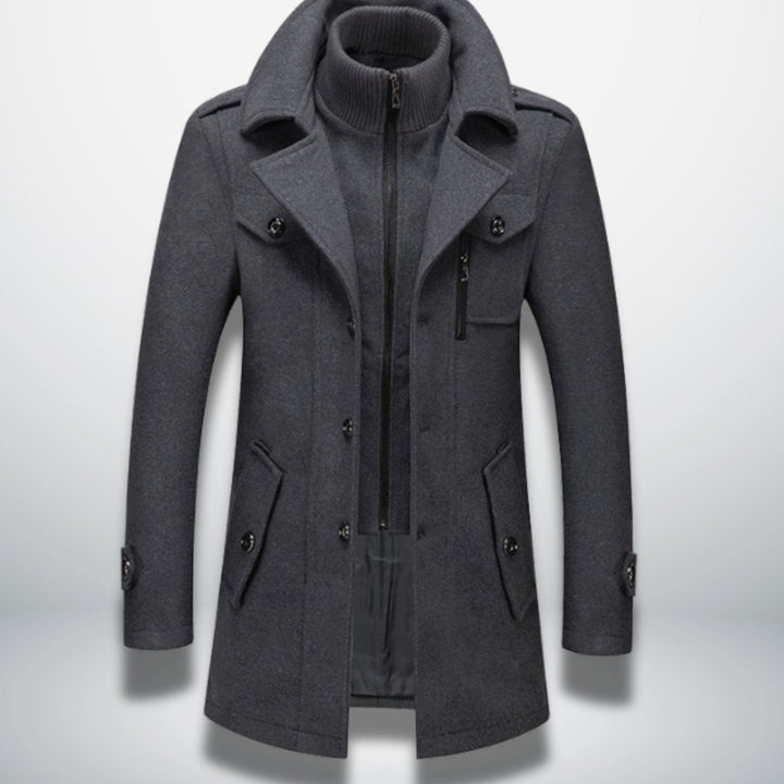 Arden | Men's Smart-Casual Wool Coat with Detachable Knit Collar