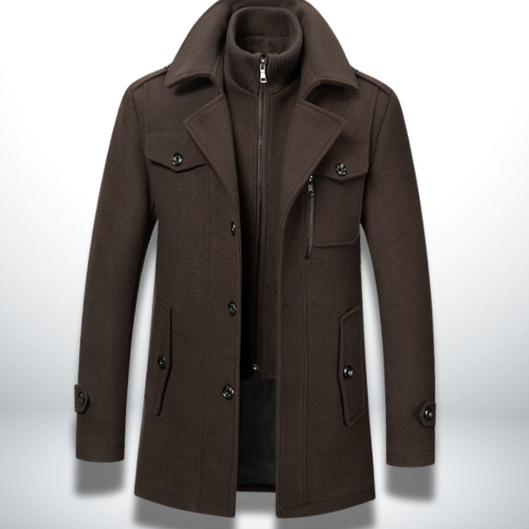Arden | Men's Smart-Casual Wool Coat with Detachable Knit Collar
