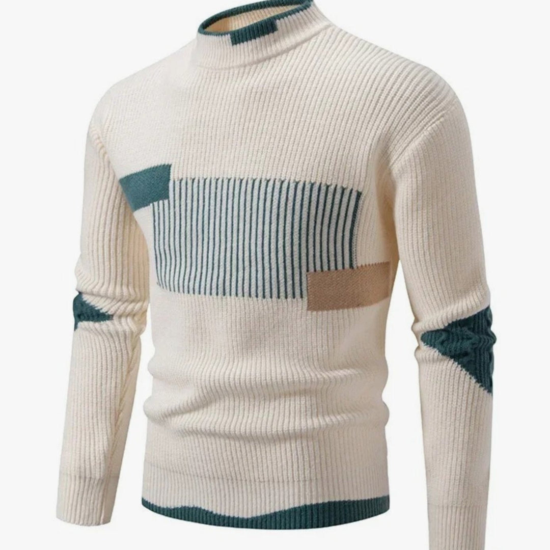 Chester | Men's Geometric Mock Neck Knit Jumper