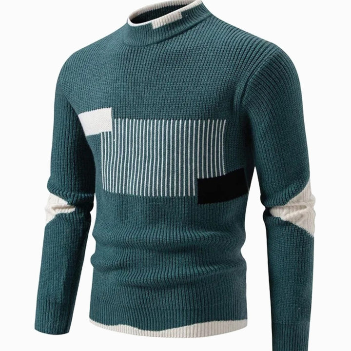 Chester | Men's Geometric Mock Neck Knit Jumper