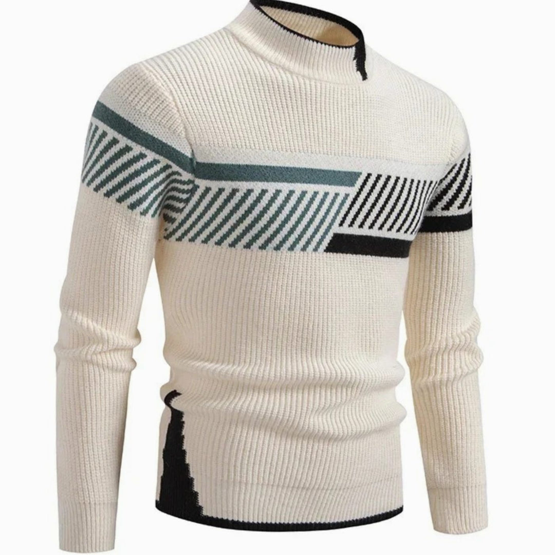 Chester | Men's Geometric Mock Neck Knit Jumper