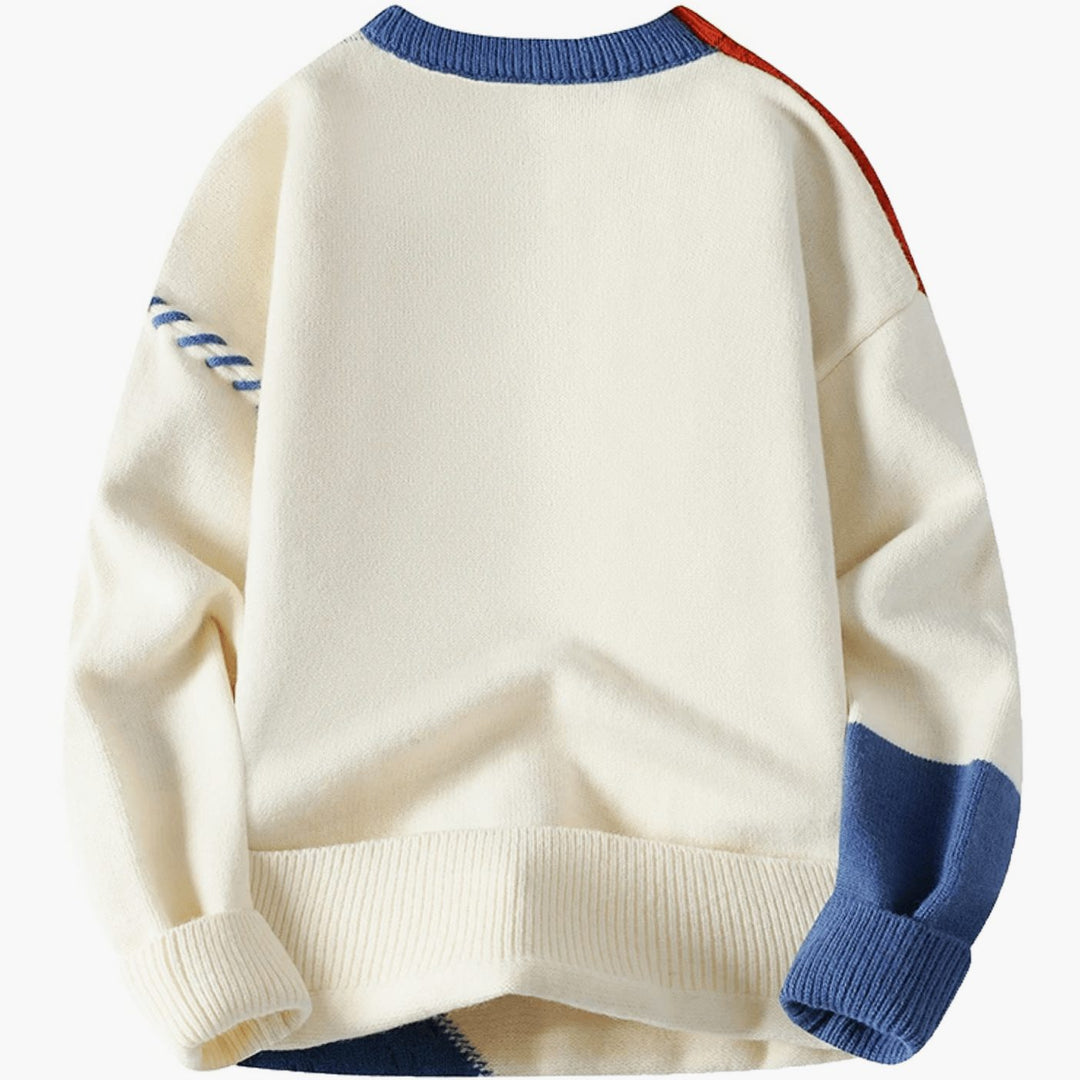 Cyril | Men's Colour Block Patchwork Cable Knit Crew Neck Jumper