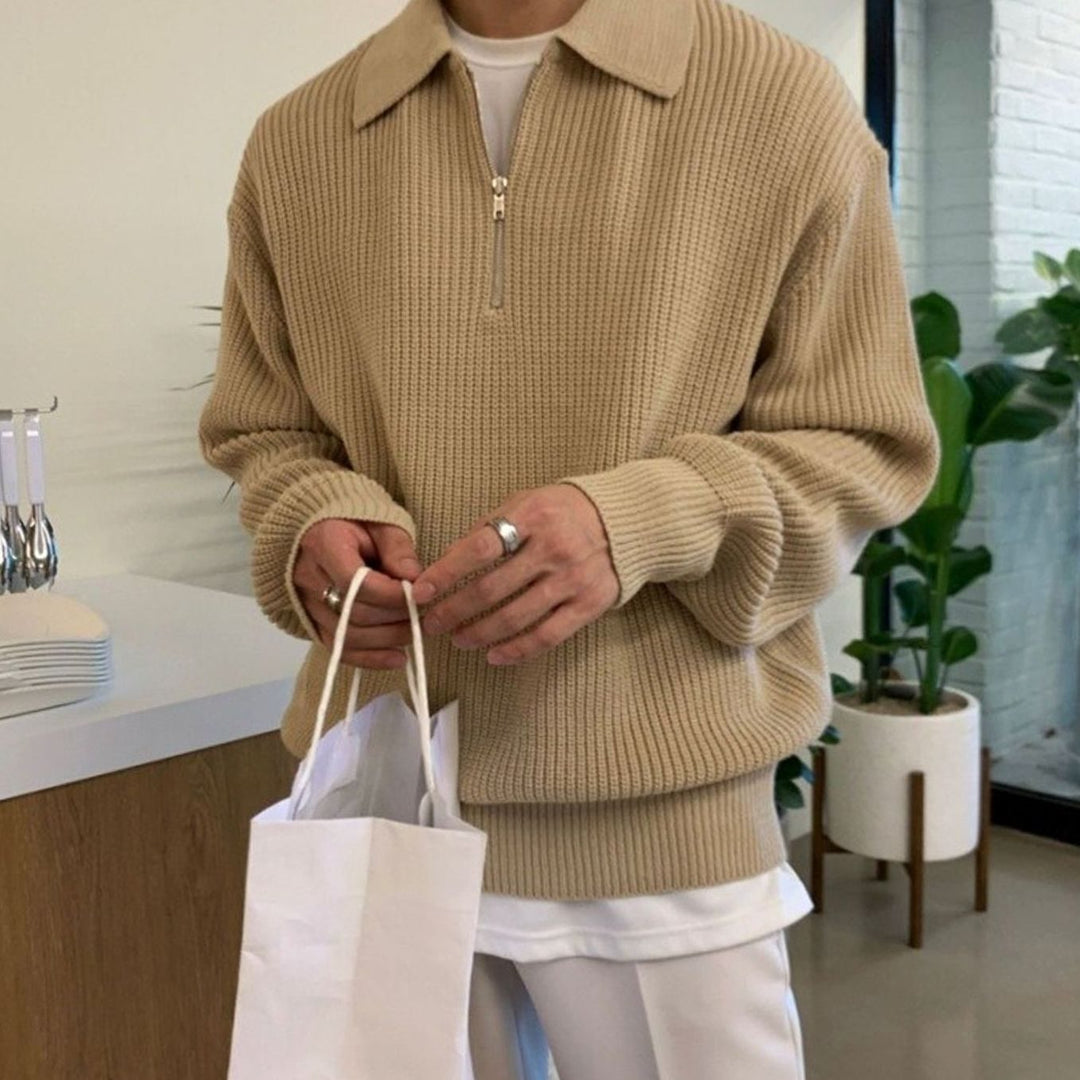 Tristan | Men's Textured Quarter-Zip Knit Jumper