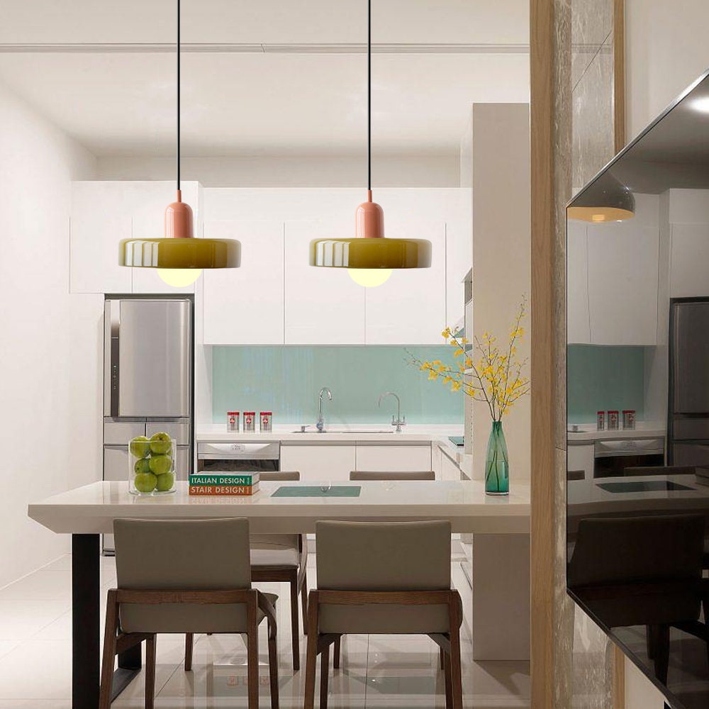 Scandinavian Glass Globe Pendant Light – Modern Minimalist Hanging Ceiling Lamp for Living Room and Dining Room
