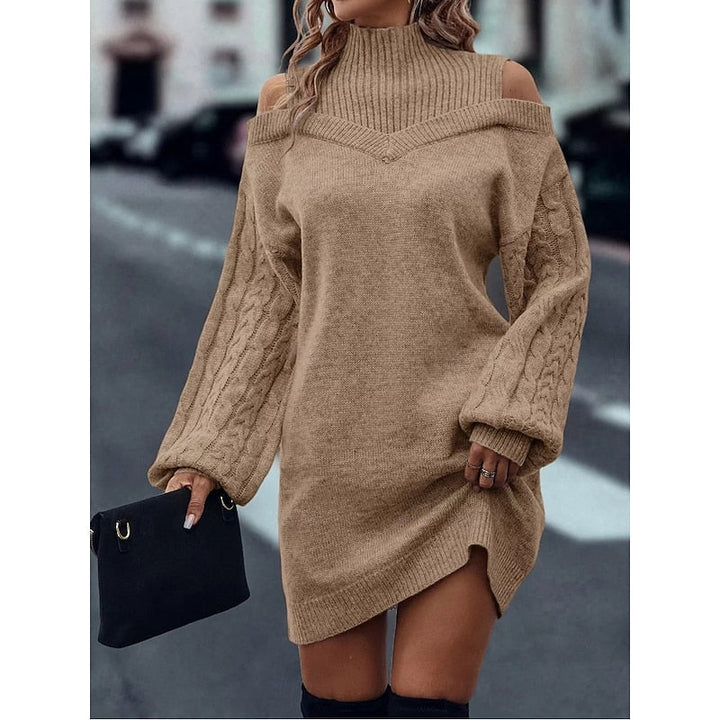 Melody | Women's Cold-Shoulder Roll Neck Jumper Dress